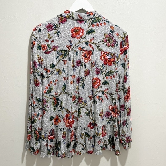 ANTHROPOLOGIE MAEVE Women’s Ivory Black Polka Dot Floral Peasant Blouse Size 4 - Picture 4 of 8